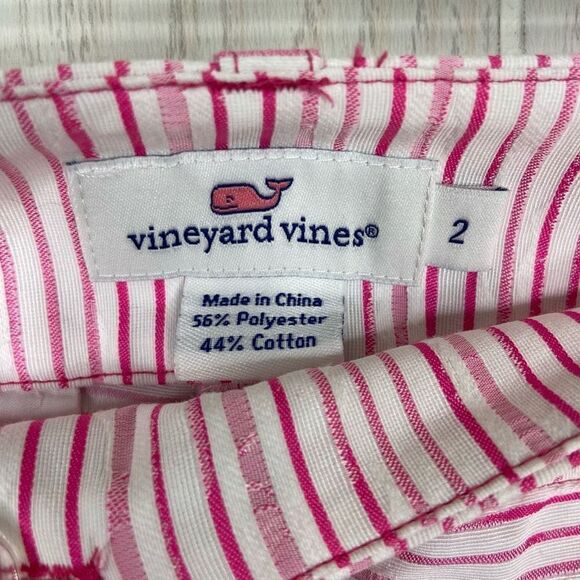 Vineyard Vines Women's Shorts Classic Mid-Rise Striped Pink And White Size 2 - Picture 6 of 9